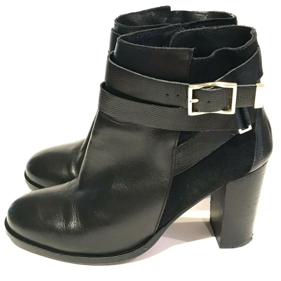 Topshop Shoes - Topshop Buckle Bootie Ankle Boot Black Leather
